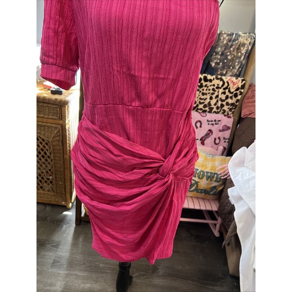 Pink Stretchy Off The Shoulder Large Summer Sexy Dress vacation Wear 163 - Picture 2 of 8